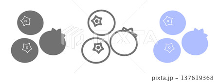 ブルーベリーアイコン3種セット（カラー・線画・モノクロ） 137619368