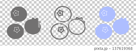 ブルーベリーアイコン3種セット（カラー・線画・モノクロ） 137619368