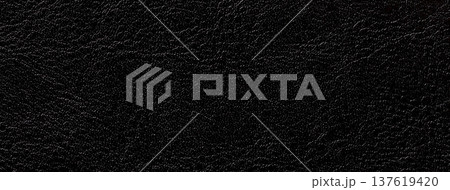 Black leather texture background with embossed grain pattern. Macro surface structure fabric backdrop 137619420
