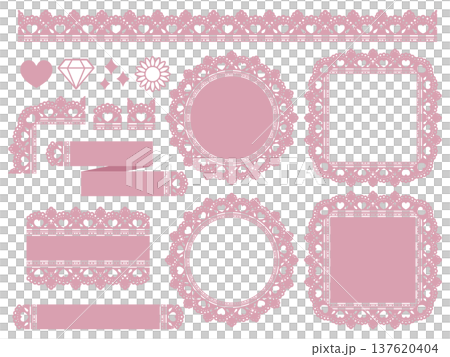 Heart Lace Decoration and Frame Set (Pink) Heart Lace Decoration and Frame Set (Pink) 137620404