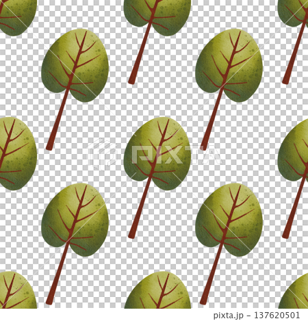 Seamless pattern with green tall trees. Hand drawn watercolor illustration of lush foliage and plants. Seamless pattern with green tall trees. Hand drawn watercolor illustration of lush foliage and plants. 137620501