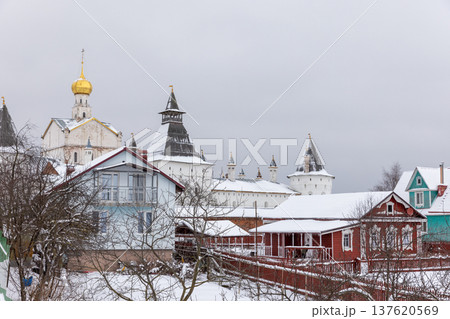 A tranquil winter scene of Rostov Veliky, Russia 137620569