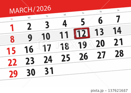Calendar 2026, deadline, day, month, page, organizer, date, March, thursday, number 12 137621687