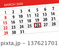 Calendar 2026, deadline, day, month, page, organizer, date, March, thursday, number 26 137621701