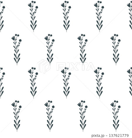 seamless botanical simple pattern with flowers in monochrome palette. seamless botanical simple pattern with flowers in monochrome palette. 137621779