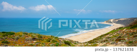 Panoramic view of Polvoeira Beach. Pataias, Portugal Panoramic view of Polvoeira Beach. Pataias, Portugal 137621838