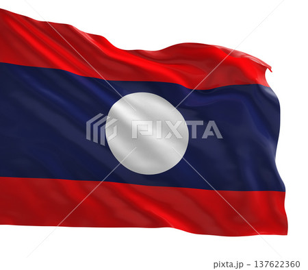 Realistic 3D render of the Laos national flag, high quality fabric texture Realistic 3D render of the Laos national flag, high quality fabric texture 137622360