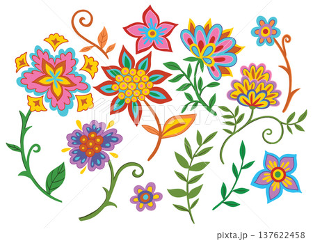 set of oriental floral ornaments. colorful vector patterns. 137622458