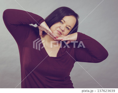 Woman being sleepy gesturing Woman being sleepy gesturing 137623639