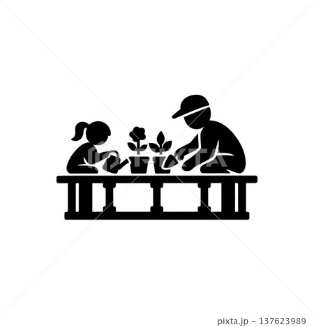 Kids Gardening Together Icon 137623989