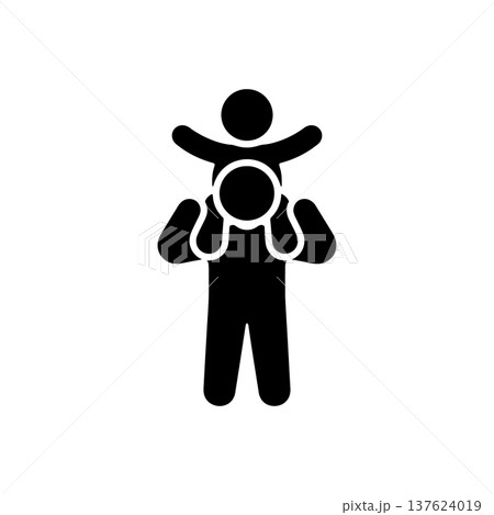 Child On Father Shoulders Icon Child On Father Shoulders Icon 137624019