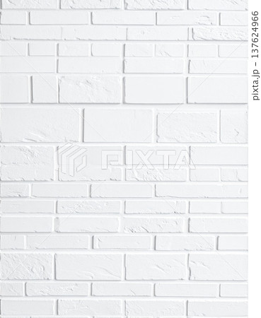 Clean White Brick Wall with Rectangular Shapes Full Frame Backdrop 137624966