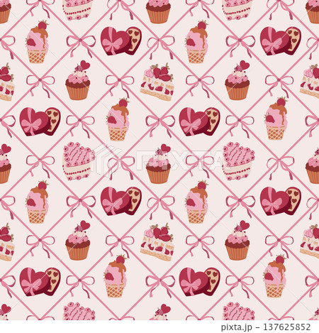 Sweets Pattern. Cakes Ice Cream Chocolates Cupcakes Cream 137625852