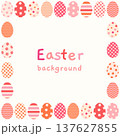 Pink and Red Easter Eggs Vector Frame, Cute Square Background for Greeting Cards and Spring Designs 137627855