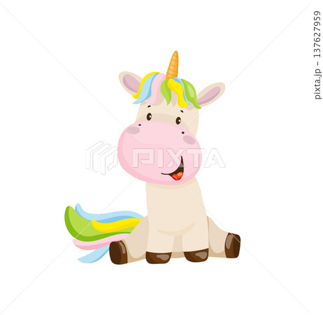 Sitting Smiling Unicorn Sitting Smiling Unicorn 137627959