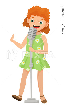 Girl Singing with Microphone Girl Singing with Microphone 137628032