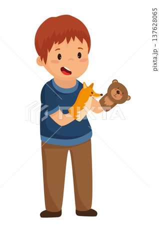 Boy Playing with Toy Animals Boy Playing with Toy Animals 137628065