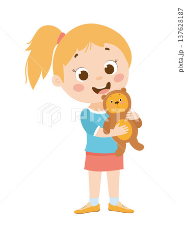 Girl Holding a Stuffed Bear Girl Holding a Stuffed Bear 137628187
