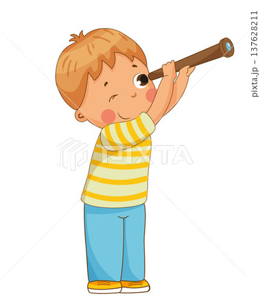 Boy Looking Through Spyglass 137628211