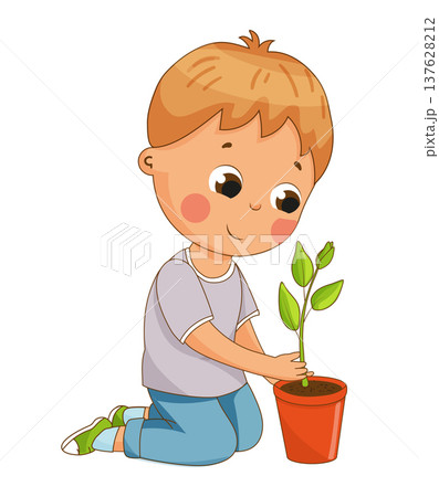Boy Planting a Seedling Boy Planting a Seedling 137628212