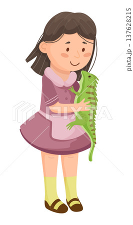 Girl with Pet Iguana 137628215