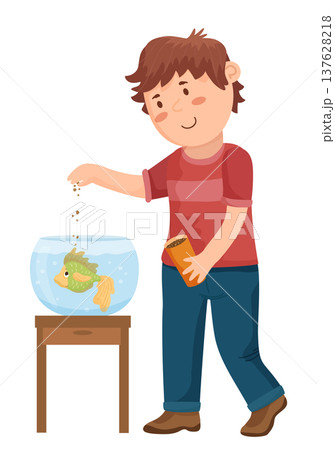 Boy with Pet Fish 137628218