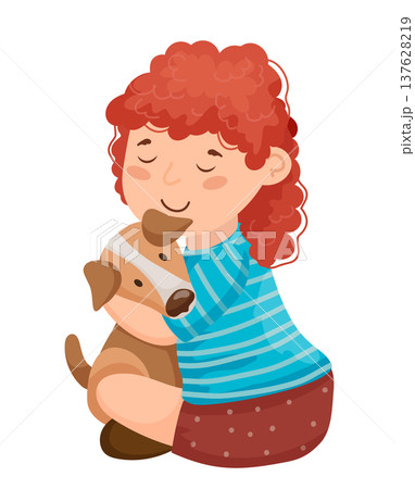 Girl with Pet Dog 137628219