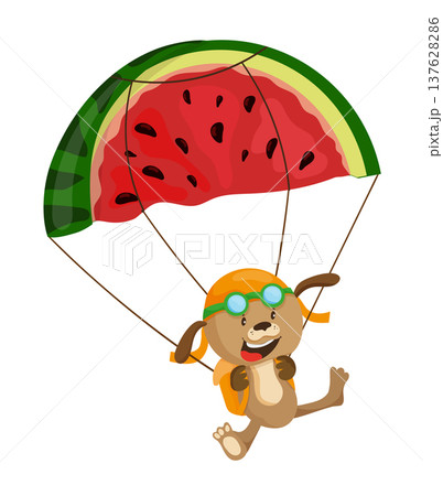 Dog Parachutes with Watermelon 137628286