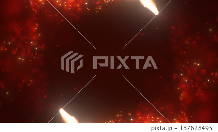 Abstract red glowing spark background with bokeh lights and fiery particles 137628495