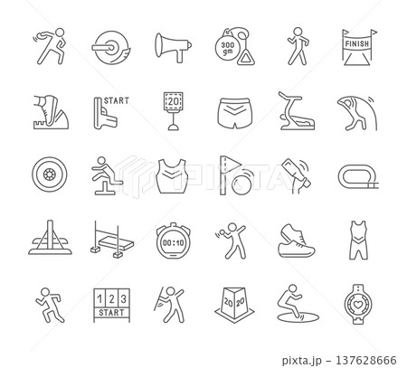 Set Vector Line Icons of Sport of Athletics. Set Vector Line Icons of Sport of Athletics. 137628666