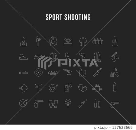 Set Vector Line Icons of Sport Shooting. Set Vector Line Icons of Sport Shooting. 137628669