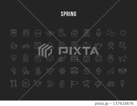 Set Vector Line Icons of Spring 137628676