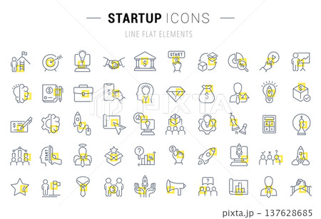 Set Vector Line Icons of Startup Set Vector Line Icons of Startup 137628685