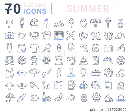 Set Vector Line Icons of Summer 137628692