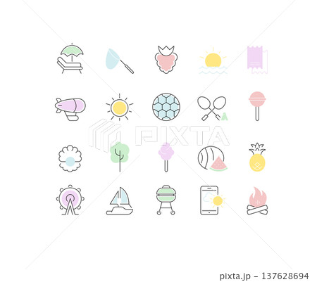 Set Vector Line Icons of Summer 137628694
