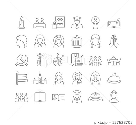 Set of linear icons of Tatiana Day 137628703