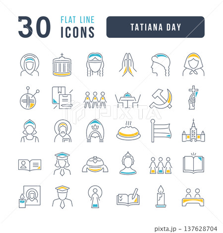Set of linear icons of Tatiana Day Set of linear icons of Tatiana Day 137628704