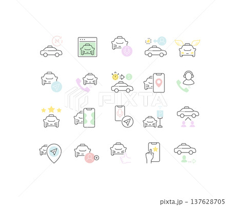 Set Linear Icons of Taxi Services 137628705