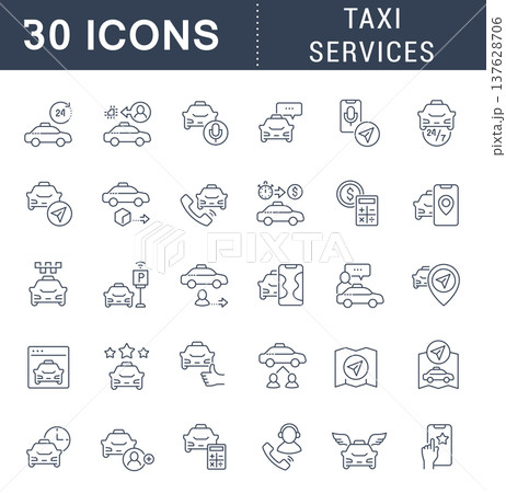 Set Linear Icons of Taxi Services 137628706
