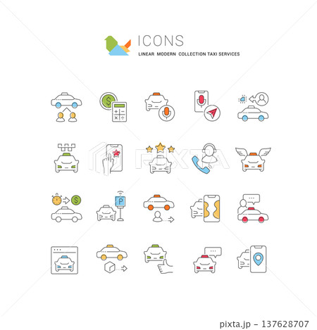 Collection Linear Icons of Taxi Services Collection Linear Icons of Taxi Services 137628707