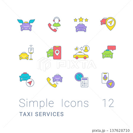 Set of Simple line Icons of Taxi Services Set of Simple line Icons of Taxi Services 137628710