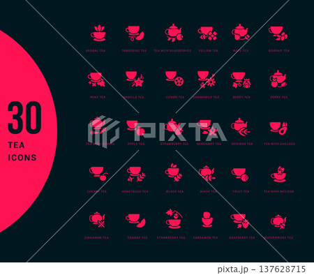 Set of Simple Icons of Tea Set of Simple Icons of Tea 137628715