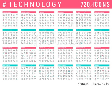 Collection Linear Icons of Technology Collection Linear Icons of Technology 137628719