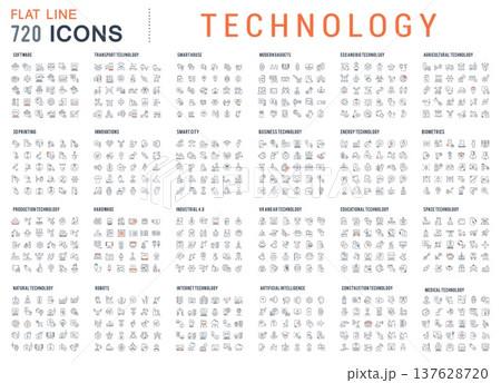 Collection Linear Icons of Technology Collection Linear Icons of Technology 137628720