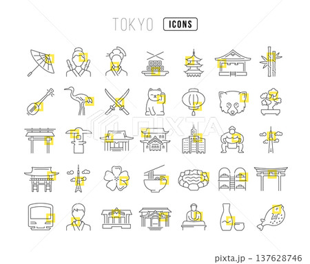 Set of linear icons of Tokyo Set of linear icons of Tokyo 137628746