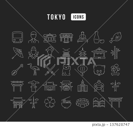 Set of linear icons of Tokyo 137628747
