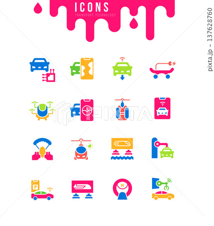 Set of Simple Icons of Transport Technology Set of Simple Icons of Transport Technology 137628760