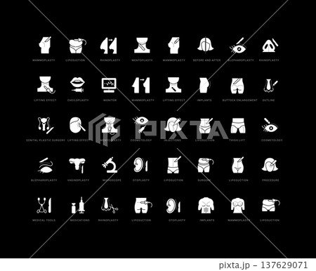 Set of simple icons of Plastic Surgery 137629071