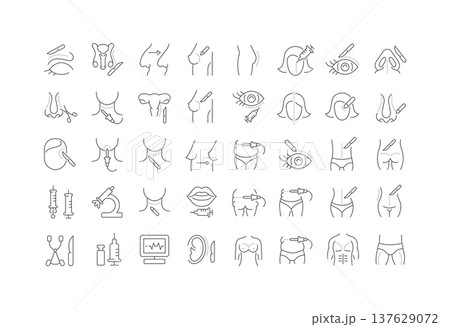 Set of linear icons of Plastic Surgery Set of linear icons of Plastic Surgery 137629072