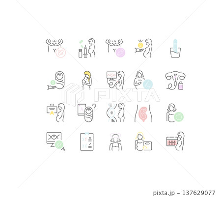 Set Vector Line Icons of Pregnancy. Set Vector Line Icons of Pregnancy. 137629077